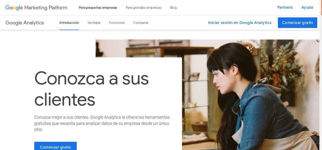 Pantalla principal de Google Analytics