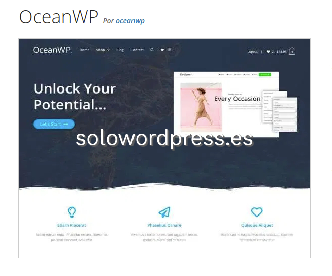 Los Mejores Temas para Artistas de WordPress - Ocean WP