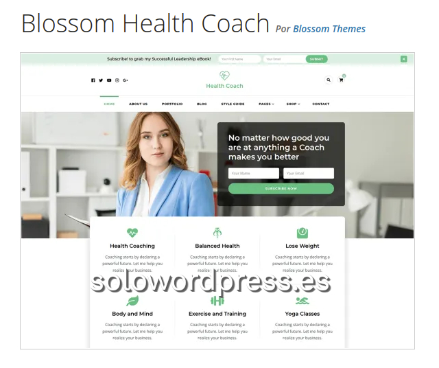 Los mejores Temas para Salud de WordPress - Blossom Health Coach