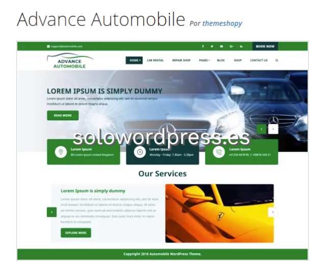 Los mejores Temas para Talleres de WordPress - Advanced Automobile