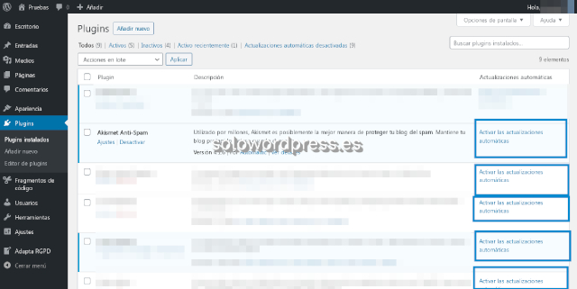 Novedades en WordPress 5.5 - Actualizaciones automáticas de Plugins
