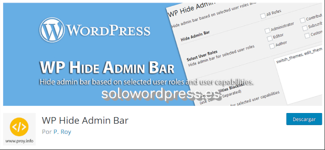 Ocultar la Barra de Admin en WordPress - Plugin 2